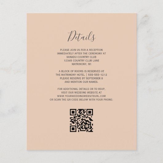 Papier Budget Brown Gold Agate Tan QR Code Mariage Invita (Dos)