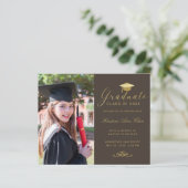 Papier Budget Brown Gold Formal Script Photo Graduation (Debout devant)