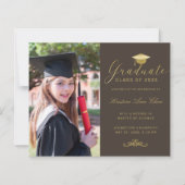 Papier Budget Brown Gold Formal Script Photo Graduation (Devant)