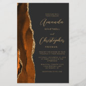 Papier Budget Brûlé Orange Or Agate Mariage foncé (Devant)