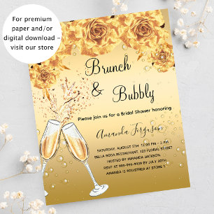 Papier Budget Brunch Bubbly Fête des mariées or invitatio