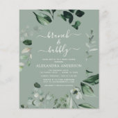 Papier Budget Brunch & Bubbly Fête des mariées Sage Green (Devant)