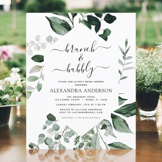 Papier Budget Brunch & Bubbly Fête des mariées verdure