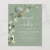 Papier Budget Brunch & Bubbly Sage Green Invitation (Devant)