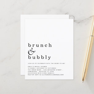 Papier Budget Brunch Bubbly Simple Fête des mariées Invit
