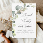 Papier Budget Brunch & Fête des mariées Bubbly Eucalyptus<br><div class="desc">Brunch et Bubbly Eucalyptus Verdure Aquarelle botanique Succulente Emerald Vert Printemps Mariage Douche nuptiale Invitations sur arrière - plan blanc - comprend belle et élégante typographie script avec feuilles botaniques modernes et la verdure pour la fête spéciale Mariée à être.</div>