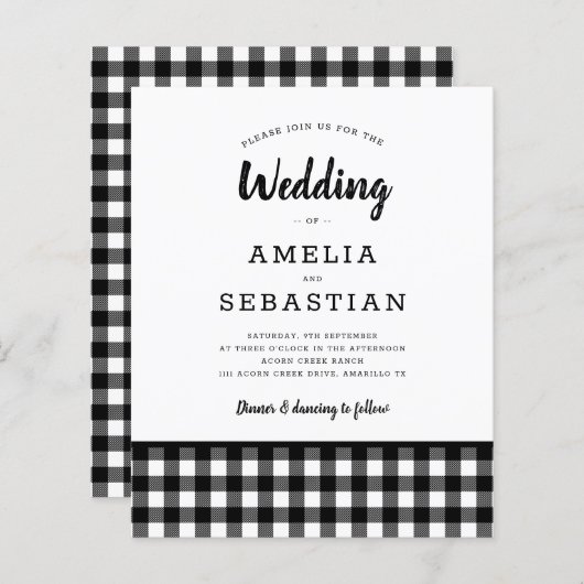 Papier BUDGET Buffalo Plaid Faire-part de mariage (Devant / Derrière)