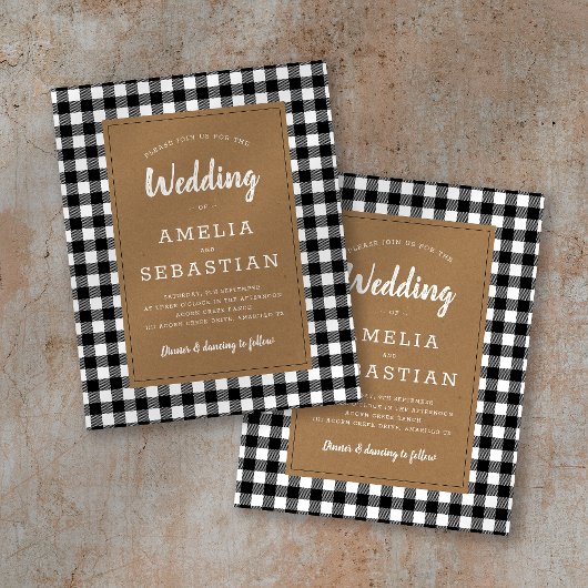 Papier BUDGET Buffalo Plaid Kraft Faire-part de mariage