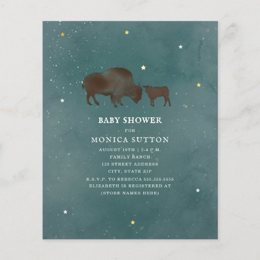 Papier Budget Buffalo Stars Invitation Baby shower (Devant)