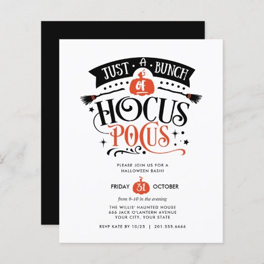 Papier BUDGET Bund'Hocus Pocus Halloween Bash Party (Devant / Derrière)