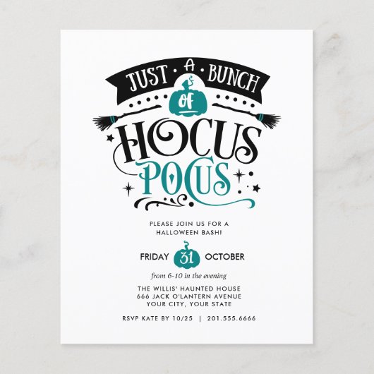 Papier BUDGET Bund'Hocus Pocus Halloween Bash Party (Devant)