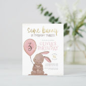 Papier Budget Bunny Aquarelle rose et or fête d'anniversa (Debout devant)