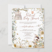Papier Budget Bunny Girl Baby shower virtuel Invitation (Devant)