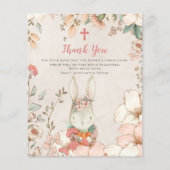Papier Budget Bunny Girl Christening Baptême Merci (Devant)