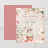 Papier Budget Bunny rose fille premier anniversaire Merci (Devant / Derrière)