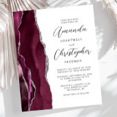 Papier Budget Burgundy Argent Agate Faire-part de mariage