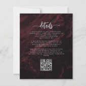Papier Budget Burgundy Argent Floral QR Code Mariage (Dos)