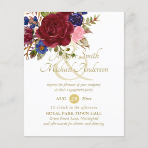 Papier Budget Burgundy Bleu Rose Mariage Fiançailles