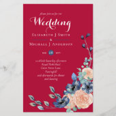Papier Budget Burgundy Blue Peach Floral Mariage (Devant)
