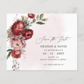 Papier Budget Burgundy Blush Floral Enregistrer la date (Devant)