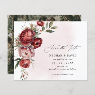 Papier Budget Burgundy Blush Floral Photo Enregistrer la