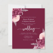 Papier Budget Burgundy Blush Floral QR Code Wedding (Devant)