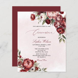 Papier Budget Burgundy Blush Floral Quinceañera Invitatio