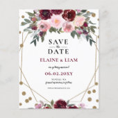 Papier Budget Burgundy Blush Gold Floral Enregistrer la d (Devant)