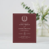 Papier Budget Burgundy Crest Elégant Mariage Invitation (Debout devant)