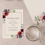Papier Budget Burgundy Floral Rustic Save the Date<br><div class="desc">Plan your perfect wedding this fall with our autumn theme save the date budget cards. Featuring a burgundy roses, dusty blue and rustic bloom, this card can be easily customized for your special occasion such as a bridal shower, engagement party, birthday party, anniversaries, family reunions, and any special occasion you...</div>
