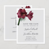 Papier Budget Burgundy Floral Wedding Enregistrer la date (Devant / Derrière)