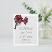 Papier Budget Burgundy Floral Wedding Enregistrer la date (Debout devant)