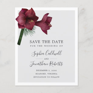 Papier Budget Burgundy Floral Wedding Enregistrer la date