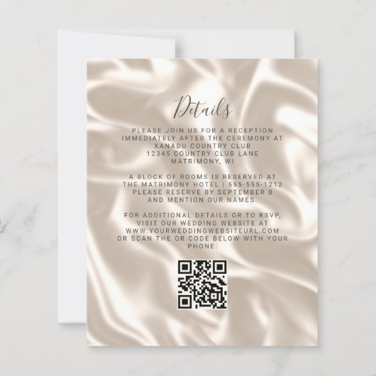 Papier Budget Burgundy Gold Agate Silk QR Code Mariage (Dos)