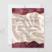 Papier Budget Burgundy Gold Agate Silk QR Code Mariage (Devant)
