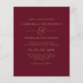 Papier BUDGET Burgundy Gold Faire-part de mariage (Devant)