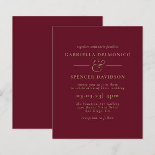 Papier BUDGET Burgundy Gold Faire-part de mariage