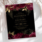 Papier Budget Burgundy Gold Floral Dark Wedding Invitatio