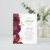 Papier Budget Burgundy Gold Floral Script Wedding Invite (Debout devant)