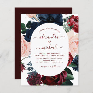 Papier Budget Burgundy Marine Blue Floral Mariage