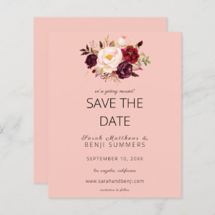 Papier Budget Burgundy Marsa Floral Économisez Date-Pink