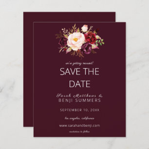 Papier Budget Burgundy Marsa Floral Enregistrer la date -