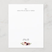 Papier Budget Burgundy Marsa Floral Enregistrer la date-  (Dos)