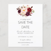 Papier Budget Burgundy Marsa Floral Enregistrer la date-  (Devant)