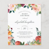 Papier Budget Burgundy Marsala Blush Floral Baby shower (Devant)