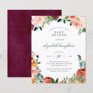 Papier Budget Burgundy Marsala Blush Floral Baby shower