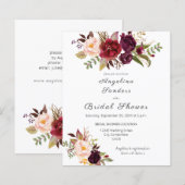 Papier Budget Burgundy Marsala Fête des mariées Florale (Devant / Derrière)