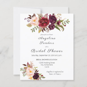 Papier Budget Burgundy Marsala Fête des mariées Florale