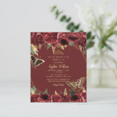 Papier Budget Burgundy Papillon doux 16 Invitation (Debout devant)