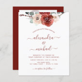 Papier Budget Burgundy Photo Mariage Automne Floral (Devant / Derrière)